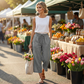 Pantaloni Capri pentru femei, cu talie elastică și șnur, stil casual