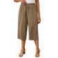 Pantaloni Capri pentru femei, cu talie elastică și șnur, stil casual
