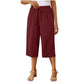 Pantaloni Capri pentru femei, cu talie elastică și șnur, stil casual