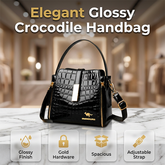 Geantă de damă cu model crocodil lucios