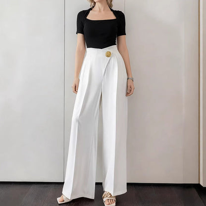 Pantaloni casual pentru femei, cu talie largă