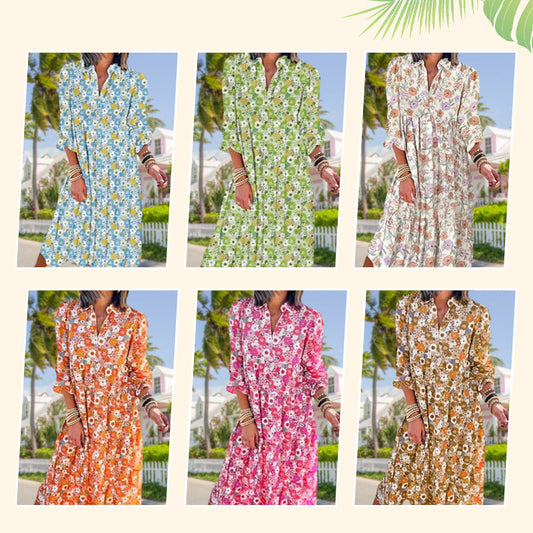 Rochie casual lejeră pentru femei, cu imprimeu floral