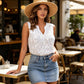 Women’s Chic Floral Lace Sleeveless Shirt