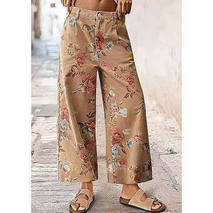 Blugi scurți cu imprimeu floral pentru femei, cu talie largă
