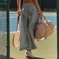 Pantaloni casual de plajă, tip evazat, croiți scurt