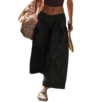 Pantaloni casual de plajă, tip evazat, croiți scurt