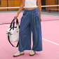 Pantaloni casual de plajă, tip evazat, croiți scurt