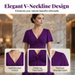 Rochie elegantă cu decolteu în V și răsucire în față, cu buzunare
