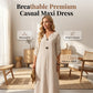 Rochie midi casual pentru femei, cu decolteu în V și nasturi decorativi