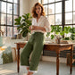 Pantaloni Capri cu talie largă și dantelă pentru femei
