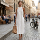 Rochie midi pentru femei cu panou din dantelă și gât tip halter