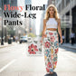 Pantaloni palazzo cu imprimeu floral pentru femei, cu talie largă