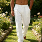 Pantaloni casual pentru bărbați, cu talie elastică și ușoară