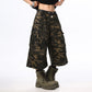Șorturi cargo camuflate, cu talie largă, unisex