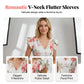 Rochie maxi pentru femei, cu decolteu în V, mâneci flutter și imprimeu floral