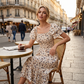 Rochie midi cu gât pătrat, smocuri și imprimeu floral pentru femei