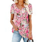 Bluză casual pentru femei, cu imprimeu floral, lejeră și cu nasturi