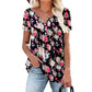 Bluză casual pentru femei, cu imprimeu floral, lejeră și cu nasturi