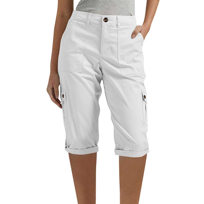 Pantaloni Capri Cargo Casual pentru Femei cu Buzunare