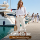 Pantaloni Capri Cargo Casual pentru Femei cu Buzunare