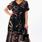 Rochie midi cu decolteu în V, croială lejeră