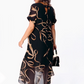 Rochie midi cu decolteu în V, croială lejeră