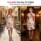 Rochie elegantă cu imprimeu floral și volan la tiv