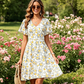 Rochie pentru femei cu imprimeu floral și decolteu în V