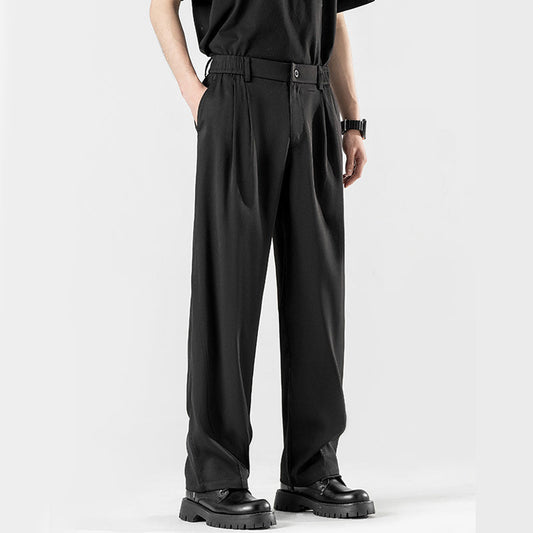 Pantaloni casual pentru bărbați, fără călcare, din mătase de gheață, croială lejeră