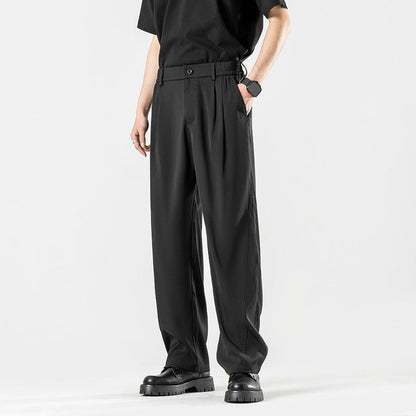 Pantaloni casual pentru bărbați, fără călcare, din mătase de gheață, croială lejeră