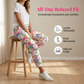 Pantaloni casual pentru femei, cu imprimeu floral și șnur