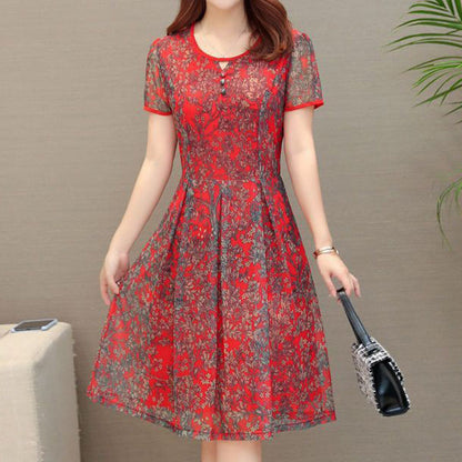 Rochie midi lejeră, cu croială evazată, pentru vară