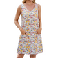 Rochie casual pentru femei, cu imprimeu, bretele subțiri și fără mâneci