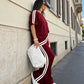 Set de top cu dungi și pantaloni cu talie largă pentru femei