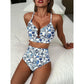 Costum de baie bikini cu talie înaltă și decolteu în formă de U pentru femei