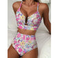 Costum de baie bikini cu talie înaltă și decolteu în formă de U pentru femei
