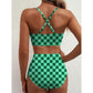 Costum de baie bikini cu talie înaltă și decolteu în formă de U pentru femei