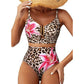 Costum de baie bikini cu talie înaltă și decolteu în formă de U pentru femei