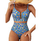 Costum de baie bikini cu talie înaltă și decolteu în formă de U pentru femei