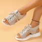 Women's Open-Toe Breathable Knit Wedge Sandals
