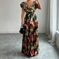 Rochie maxi plisată cu imprimeu floral retro pentru femei