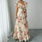 Rochie maxi plisată cu imprimeu floral retro pentru femei