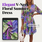 Rochie pentru femei cu imprimeu floral, decolteu în V, volan la tiv, croială A
