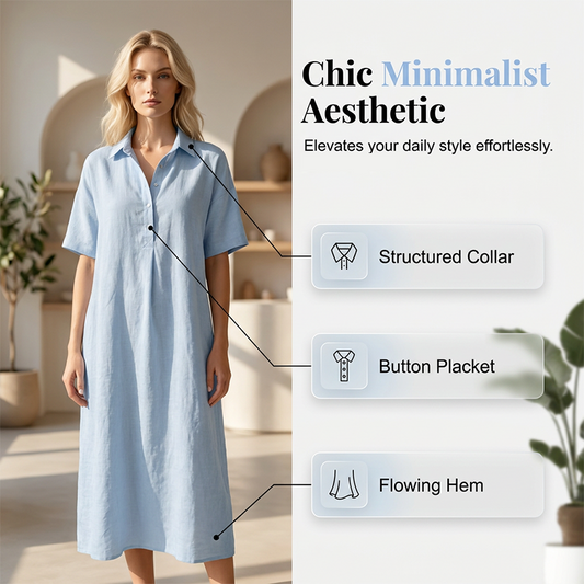Rochie casual de zi cu zi pentru femei, din amestec de in