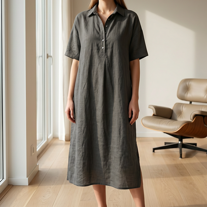 Rochie casual de zi cu zi pentru femei, din amestec de in