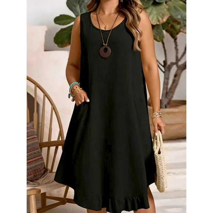 Rochie Casual pentru Femei, Fără Mâneci, cu Volane