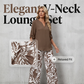 Women's V-Neck Top & Print Wide-Leg Pants Set