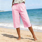 Pantaloni Capri casual pentru femei, cu model caroiaj
