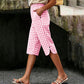 Pantaloni Capri casual pentru femei, cu model caroiaj