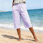 Pantaloni Capri casual pentru femei, cu model caroiaj